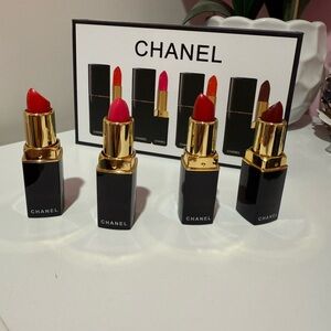 CHANEL Lipstick Collection - Bold Red, Vibrant Pink, Rich Brown